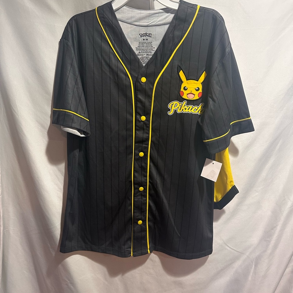 Black and Yellow Pikachu Baseball Jersey shorts set